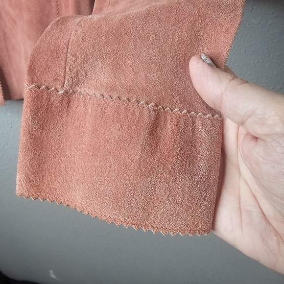 Brandon Thomas Womens M medium 100% Leather Blouse Button Shirt Pink‎ Western - Picture 5 of 16